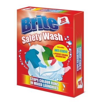 Brite Safety Wash Кърпички за сигурно пране с антистатична формула x10 броя