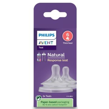 Avent Natural Response Комплект от 2 броя биберони без протичане за бебета над 6 месеца, сила на потока 6
