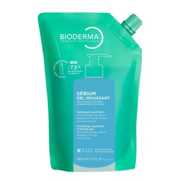 Bioderma Sebium Измиващ гел за лице за мазна кожа х400 мл, рефил