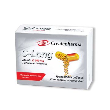 C-Long Витамин C 500 мг х30 капсули Createpharma