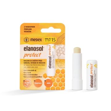 Medex Elanosol Protect Защитен балсам за устни от слънце, вятър и студ SPF15 x4.5 грама