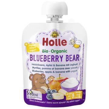Holle Organic Био пюре боровинка, ябълка и банан с йогурт за деца от 8-ия месец x85 грама