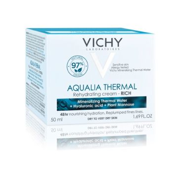 Vichy Aqualia Thermal Rich Богат хидратиращ дневен крем за лице за суха кожа х50 мл