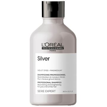 Loreal Professionnel Serie Expert Silver Сребърен шампоан неутрализиращ жълтите оттенъци за сива, бяла и руса коса x300 мл