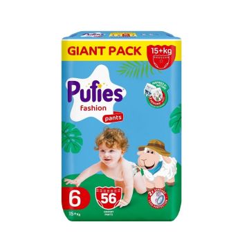 Pufies Fashion Pants 6 Бебешки пелени тип гащички за деца с тегло над 15 килограма x56 броя