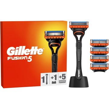 Gillette Fusion 5 Самобръсначка за мъже с 5 резерви + Поставка
