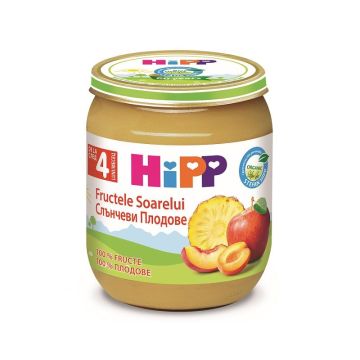 Hipp Био пюре от ябълки, кайсии, праскови и ананас за деца над 4 месечна възраст х125 грама - 4224