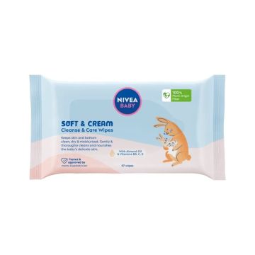 Nivea Baby Soft & Cream Почистващи мокри кърпички x57 броя