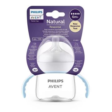 Avent Natural Response Тренировъчно шише за преход към чаша с дръжки и с биберон без протичане 6м+ x150 мл, Поток 5