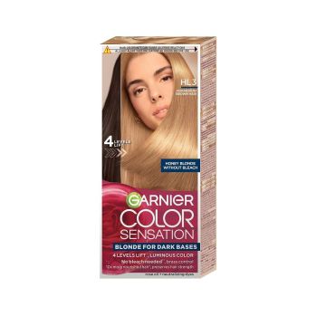 Garnier Color Sensation Изсветляваща боя за коса за тъмнокафяви коси, цвят HL3 Медено русо