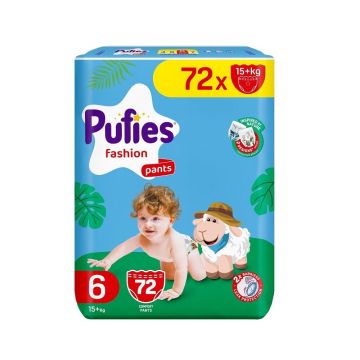 Pufies Fashion Pants 6 Бебешки пелени тип гащички за деца с тегло над 15 килограма x72 броя