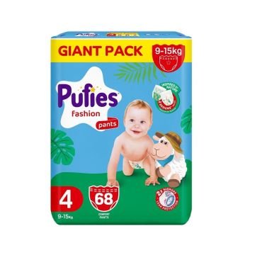 Pufies Fashion Pants 4 Бебешки пелени тип гащички за деца с тегло от 9 до 15 килограма x68 броя