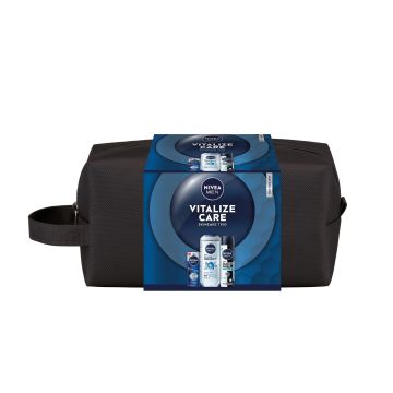 Nivea Men Промо комплект за мъже Vitalize Care Серум за мъже 2в1, Душ-гел и Дезодорант спрей + Несесер
