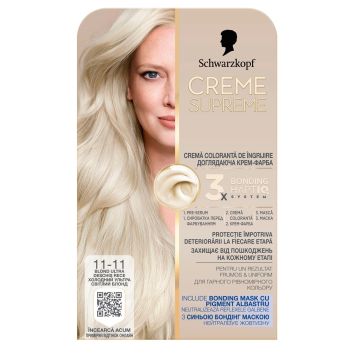 Schwarzkopf Creme Supreme Дълготрайна боя за коса, 11-11 Ultra Light Titanium Blonde