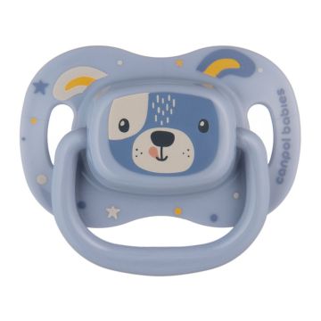 Canpol babies Cute Animals Силиконова симетрична залъгалка за деца от 6 до 18 месеца, синя - 34/925