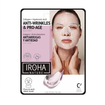 Iroha Nature Анти-ейдж маска за лице и шия с 2 % колаген и хиалуронова киселина x1 брой