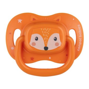 Canpol babies Cute Animals Силиконова симетрична залъгалка за деца от 6 до 18 месеца, оранжева- 34/925