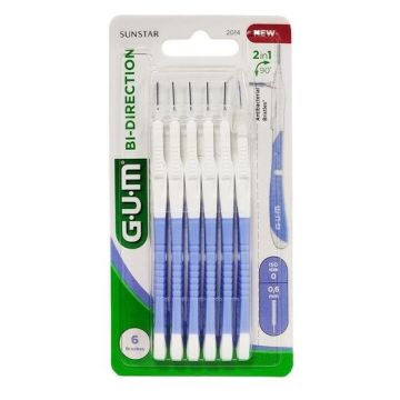 GUM Bi-Direction Интердентални четки за зъби, размер 0,6мм х6 бр - 2014 Purple