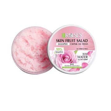 Nature of Agiva Fruit Salad 2 в 1 Захарен скраб за лице и тяло с натурална розова вода x200 мл