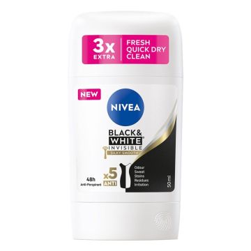 Nivea Black & White Silky Smooth Дезодорант стик против изпотяване x50 мл