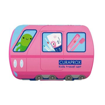 Curaprox Kids Комплект за пътуване за деца, цвят розов
