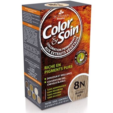 3Chenes Color & Soin Безамонячна боя за коса, цвят 8N Житно русо