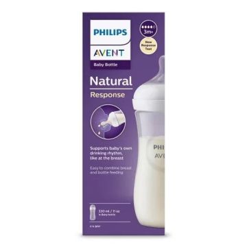 Avent Natural Response Шише за хранене с биберон без протичане за деца над 3 месеца x330 мл, сила на потока 4