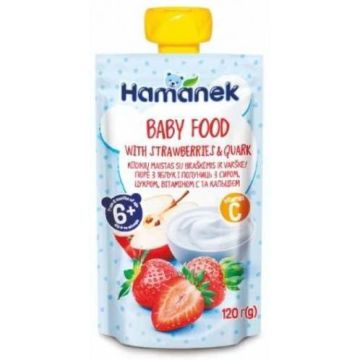 Hamanek Плодова закуска ягода и кварк за деца над 6 месеца x120 грама
