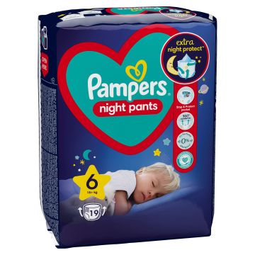 Pampers Night Pants S6 Нощни пелени-гащи за деца над 15 килограма x19 броя