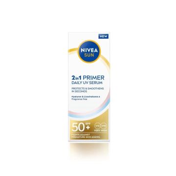 Nivea Sun 2in1 Primer Слънцезащитен серум за лице SPF50+ х30 мл