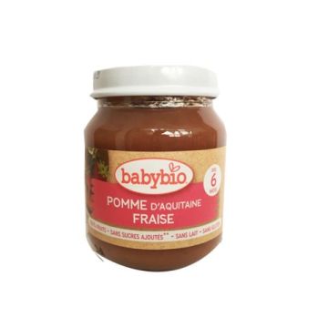 Babybio Плодово пюре ябълка, ягода и боровинка за деца 6+ месеца х130 гр