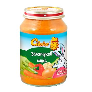 Слънчо Пюре ''Зеленчуков микс'' за деца над 4 месеца х190 грама