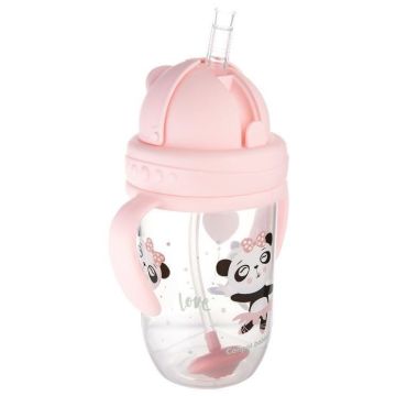 Canpol babies Exotic Animals Чаша със сламка и дръжки за деца над 6 месеца x270 мл, розова - 56/606