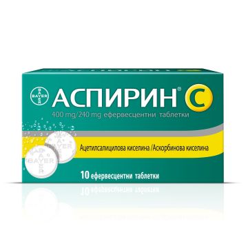 Аспирин C  при настинка, грип, температура и мускулни болки х 10 ефервесцентни таблетки, Bayer