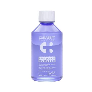 Curasept Booster Junior вода за уста за деца от 7 до 12 години с вкус на дъвка х250 мл