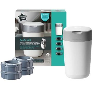 Tommee Tippee Twist &Click Комплект хигиенен кош за памперси и 4 резервни касети
