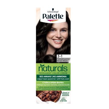 Palette Naturals Безамонячна боя за коса, 3-1 Кафяво черен