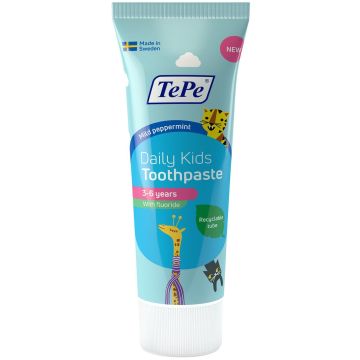 TePe Daily Kids Ежедневна паста за зъби за деца от 3 до 6 години, с мек ментов вкус х75 мл