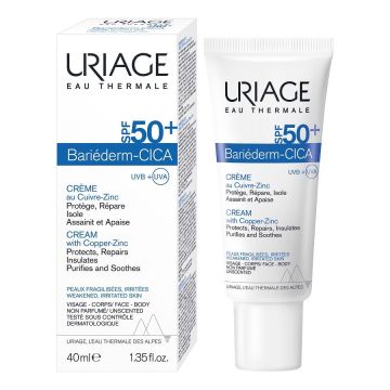 Uriage Bariederm Cica Cu-Zn Възстановяващ изолиращ крем за цялото семейство SPF50+ х40 мл