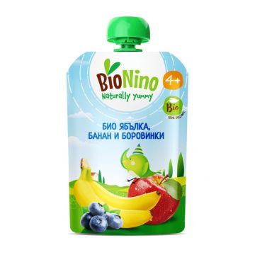 Bionino Био плодова закуска с ябълка, банан и боровинки 4 м+ х90 г