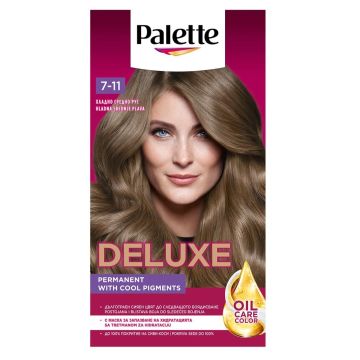 Palette Deluxe Подхранваща трайна крем боя за коса x100 мл, 7-11 Cool Medium Blonde