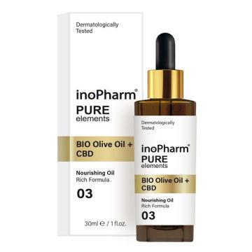 InoPharm Pure Elements Серум за лице и шия с канабидиол и био масло от маслина x30 мл