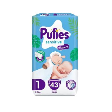 Pufies Sensitive 1 Пелени за бебета с тегло от 2 до 5 килограма x43 броя