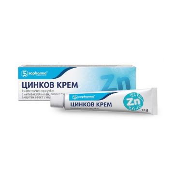 Цинков крем 10% Унгвент за тяло при възпаление на кожата х18 грама Sopharma