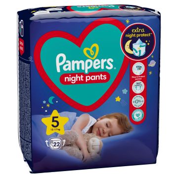 Pampers Night Pants S5 Нощни пелени-гащи за деца от 12 до 17 килограма x22 броя