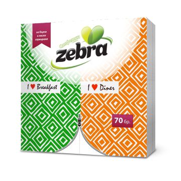Zebra Еднопластови салфетки, сгънати x70 броя