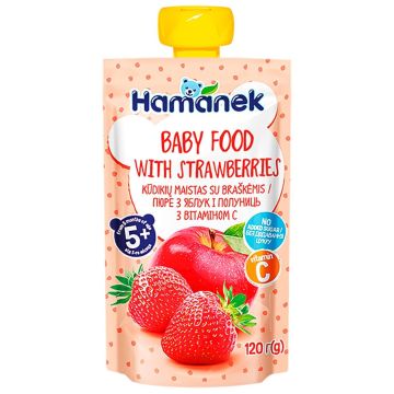 Hamanek Плодова закуска ябълка и ягода за деца над 5 месеца x120 грама