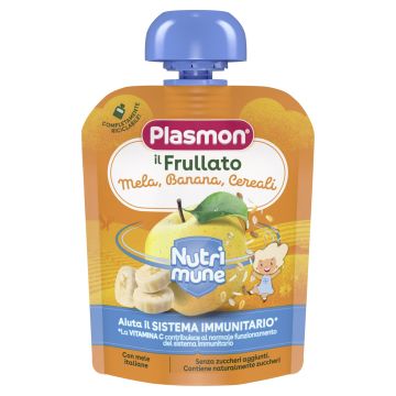 Plasmon Nutrimune Плодова закуска с ябълка, банан и мюсли за деца от 6-ия месец x85 грама