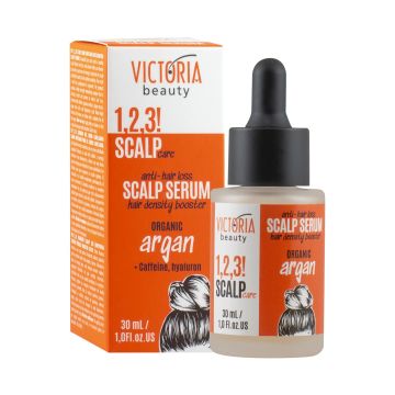 Victoria Beauty 1,2,3! SCALP CARE! Стимулиращ серум за скалп против косопад с арган, кофеин, хиалурон x30 мл