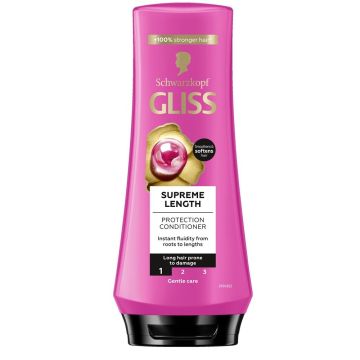 Gliss Supreme Length Балсам за дълга коса с регенериращи микролипиди и екстракт от божур х200 мл